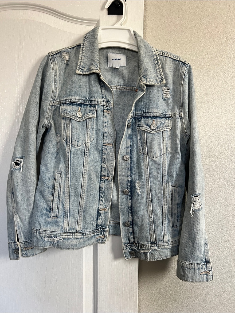 Old Navy Light Blue Distressed Denim Jean Jacket